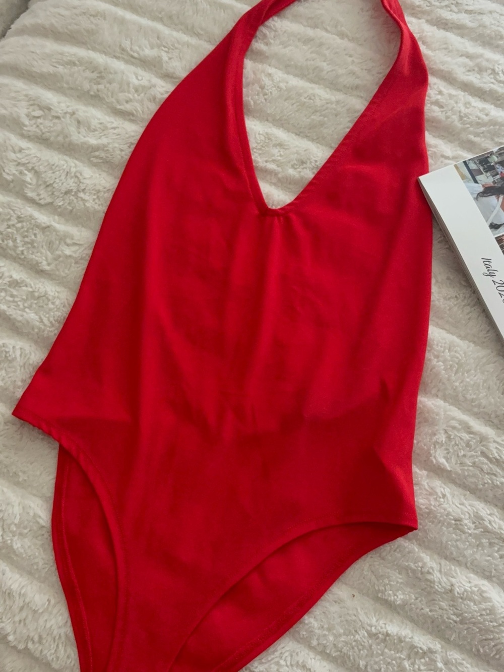 Forever 21 Red Halter V-Neck Bodysuit